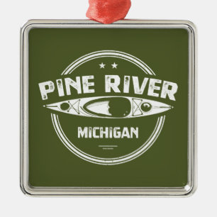 Pine River Michigan Kayaking Ornament Aus Metall