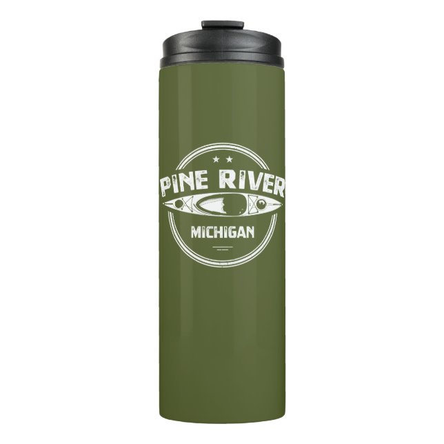 Pine River Michigan Kayaking Thermosbecher (Vorderseite)