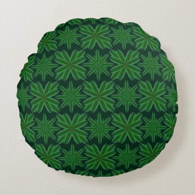 Pine Snowflakes Forest Round Kissen (Vorderseite)
