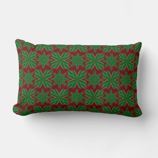 Pine Snowflakes Garnet Lumbar Kissen (Vorderseite)