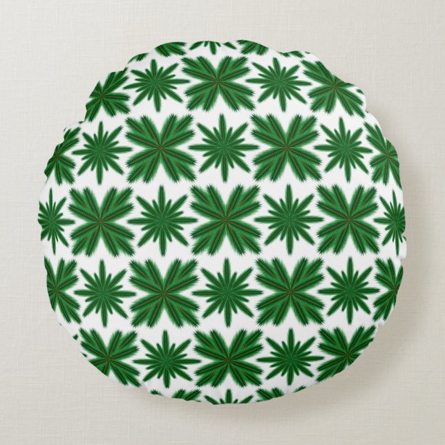 Pine Snowflakes Rundkissen Rundes Kissen (Vorderseite)