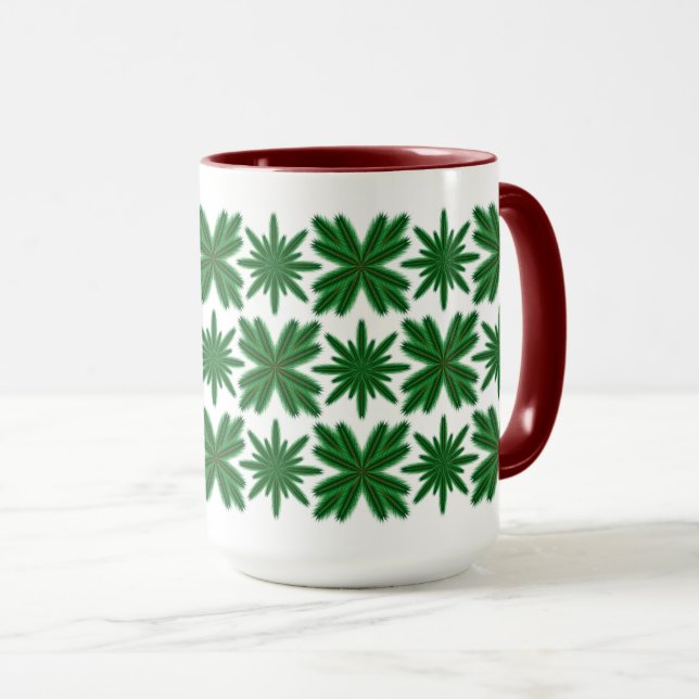 Pine Snowflakes Tasse 15oz. (VorderseiteRechts)