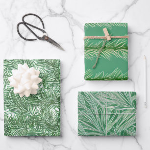 Pine Sprigs Holiday Wrapping Paper Flat Sheet Set Geschenkpapier Set