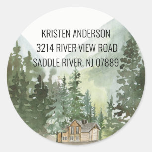 Pine Spruce Trees   Neue Zuhause-Adressenaufkleber Runder Aufkleber