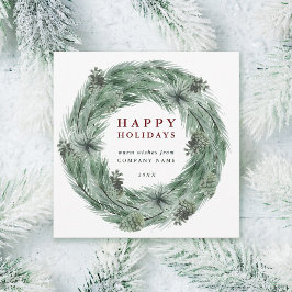 Pine Treath Wreath Holiday Card mit QR Code Feiertagskarte