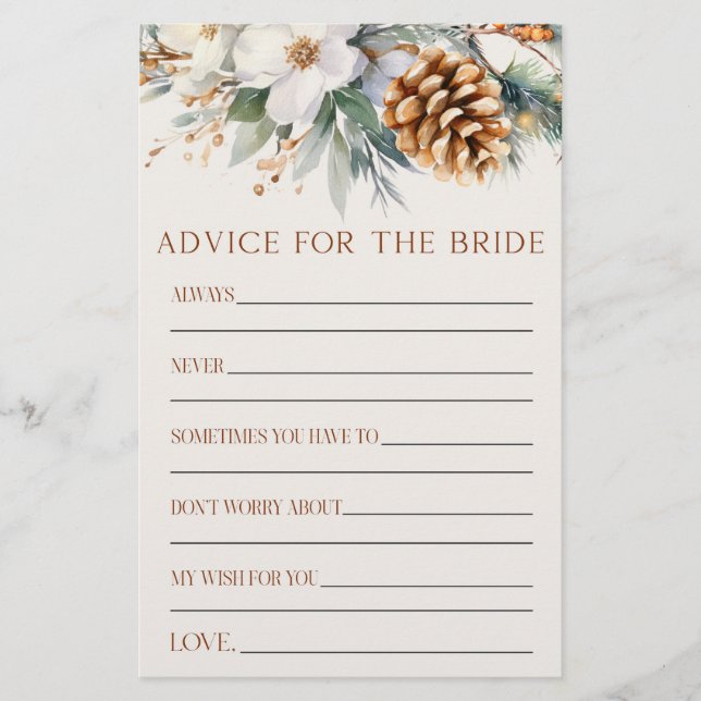 Pine Tree Advisor für das Bride Brautparty Game Briefpapier (Vorderseite)