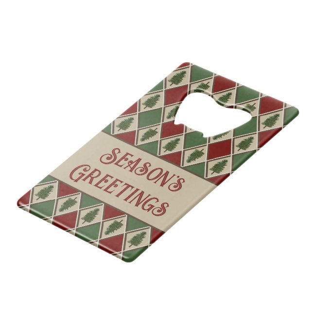 Pine Tree and Harlequin Bottle Opener Geldbeutel Flaschenöffner (Vorderseite Schrägansicht)