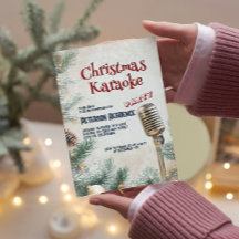 Pine Tree and Microphone Christmas Karaoke Party