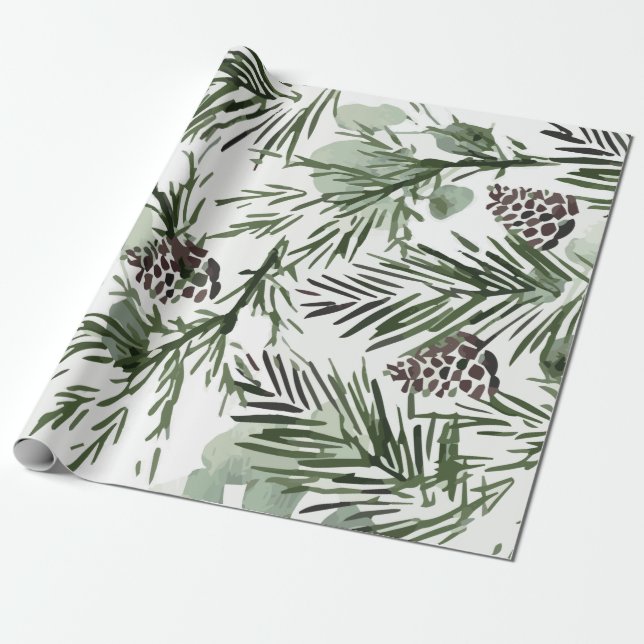 Pine Tree and Pinecones Pattern Geschenkpapier (Ungerollt)