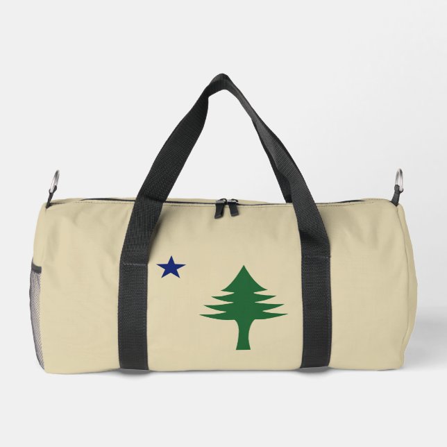 Pine tree and star 1901 Fahne des Maine-Staat Duffle Bag (Rückseite)