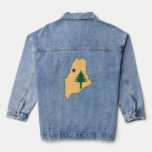 Pine tree and star 1901 Fahnenkarte des Maine-Staa Jeansjacke