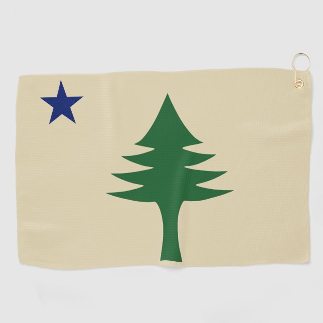 Pine tree and star 1901 flag of Maine State Golfhandtuch (Horizontal)