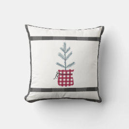 Pine Tree Black Red Kariert Holiday Country Kissen