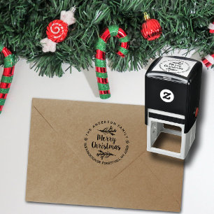 Pine Tree Branches Holiday Custom Rücksendeadresse Permastempel
