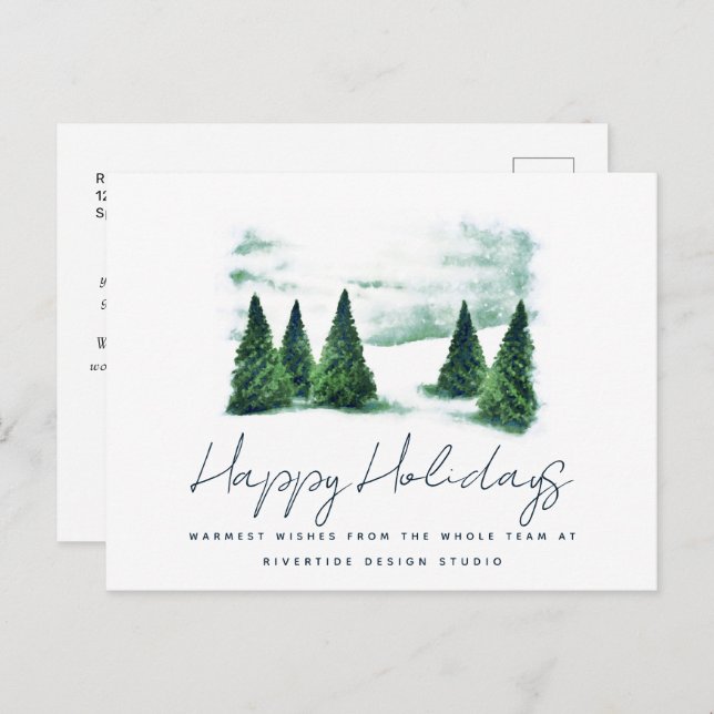 Pine Tree Business Logo Corporate Holiday Postkarte (Vorne/Hinten)