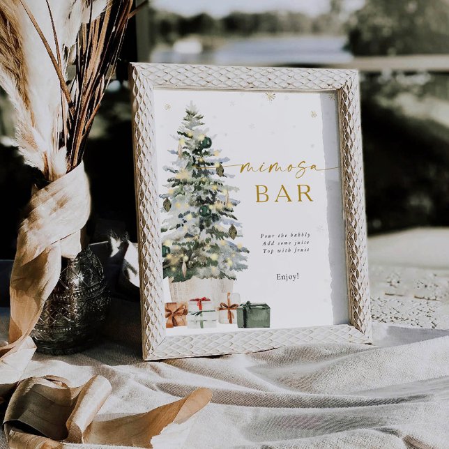 Pine Tree Christmas Mimosa Bar Sign Sockelschild (Von Creator hochgeladen)
