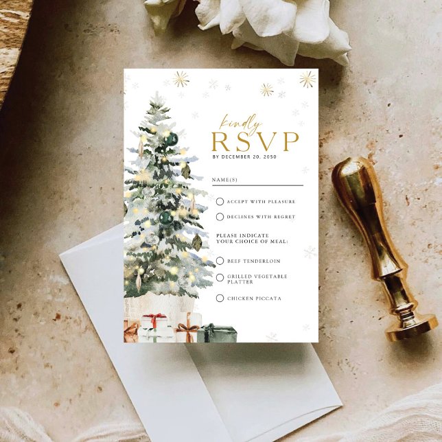 Pine Tree Christmas RSVP Karte (Von Creator hochgeladen)