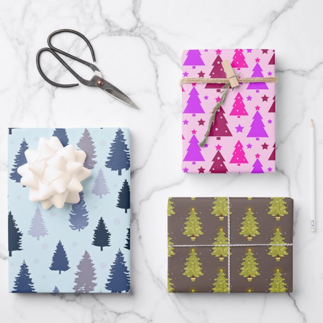 Pine Tree Country Winter Weihnachten Geschenkpapier Set (Vorderseite)