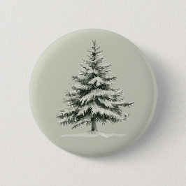 Pine Tree Covered with snow Button