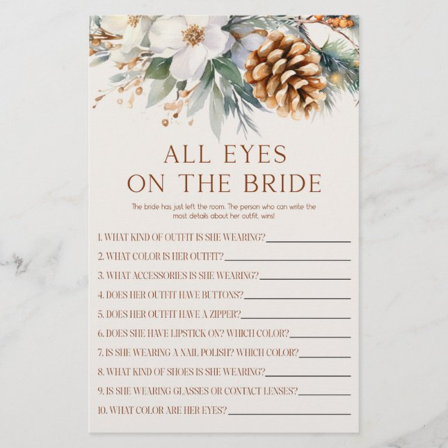 Pine Tree Eyes auf Bride Brautparty Game Briefpapier (Vorderseite)