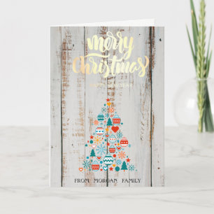 Pine Tree farbenfrohe Balls Holz Frohe Weihnachten