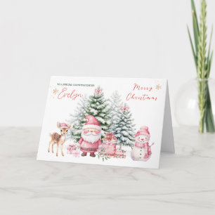 Pine Tree Fawn Santa Grandtochter Weihnachten Karte