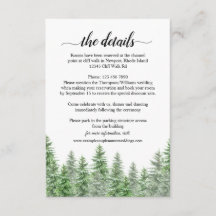 Pine Tree Forest Calligraphy Wedding Details Card