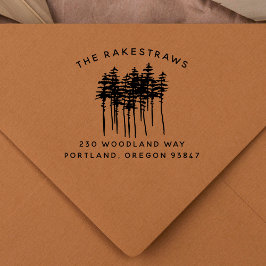 Pine Tree Forest Family Name Custom Rücksendeadres Permastempel