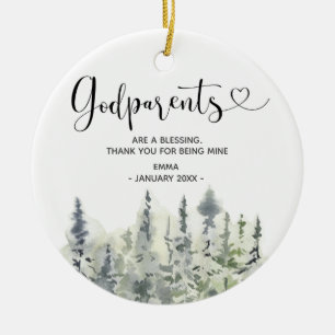 Pine Tree Forest Personalisiert Godeltern Weihnach Keramik Ornament