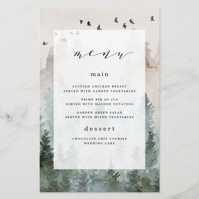 Pine Tree Forest Rustic Themed Wedding Karten (Vorderseite)