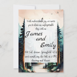 Pine Tree Forest Rustic Wasserfarbe Hochzeit Feiertagskarte