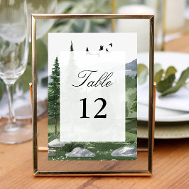 Pine Tree Forest Themed Wedding Tischnummer Cards