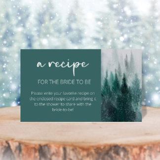 Pine Tree Forest Wasserfarbe Rezept für die Braut Begleitkarte
