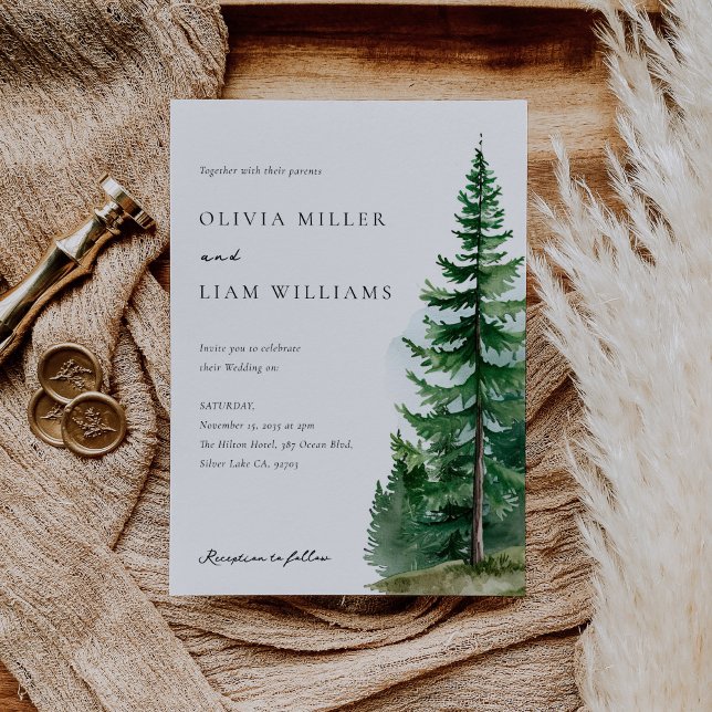 Pine Tree Forest Wedding Einladung (Von Creator hochgeladen)