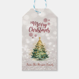 Pine Tree, Glittery Bokeh Holiday Geschenkanhänger