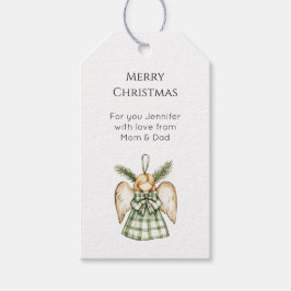 Pine Tree Green Plaid Christmas Angel Geschenkanhänger