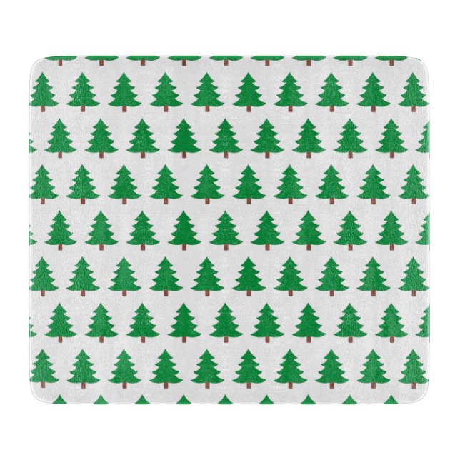 Pine Tree Green und White Christmas Glass Schneidebrett (Vorderseite)