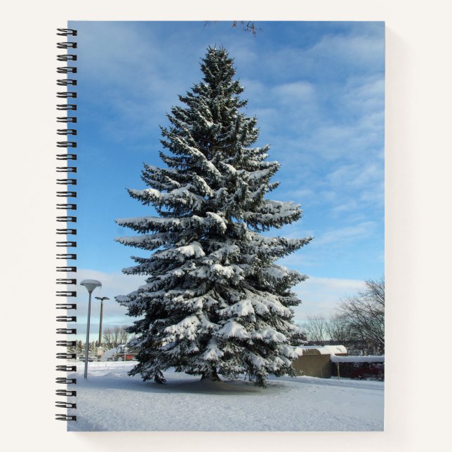 Pine Tree in Snow Notebook Notizbuch (Vorderseite)