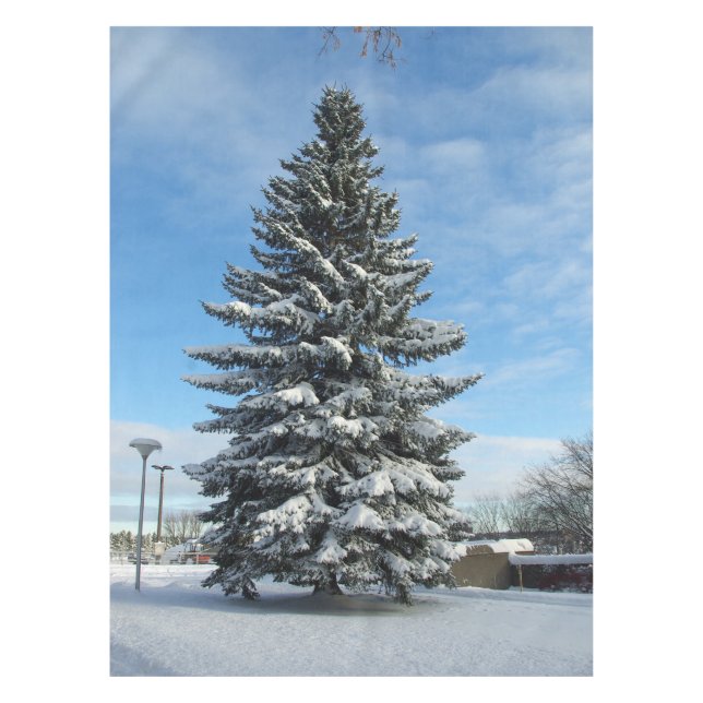 Pine Tree in Snow tablecloth Tischdecke (Vorderseite)