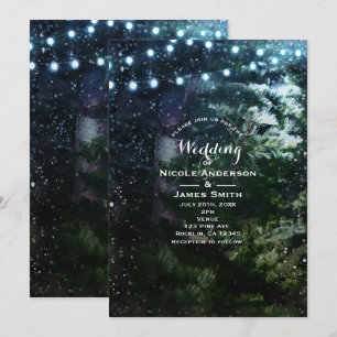 Pine Tree & Lights Winterhochzeit Einladungen