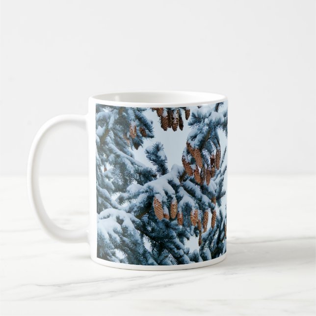 Pine Tree mit Cones und Schnee Tasse (Links)