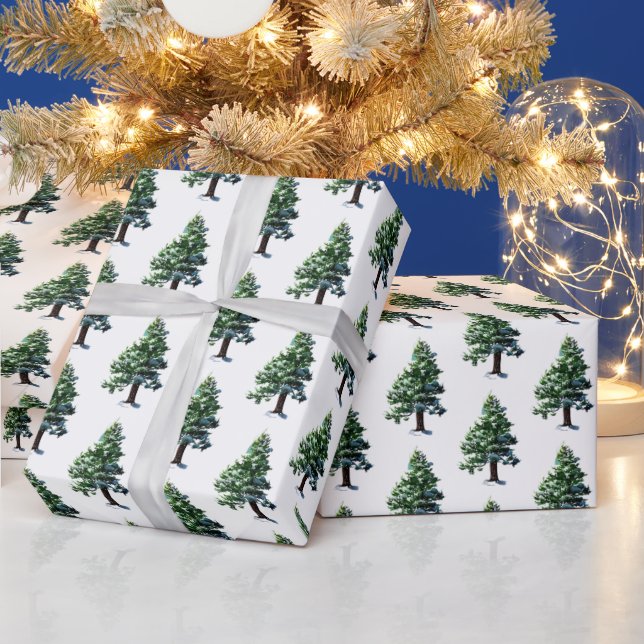 Pine Tree mit Schneeflocken Geschenkpapier (Feiertage)