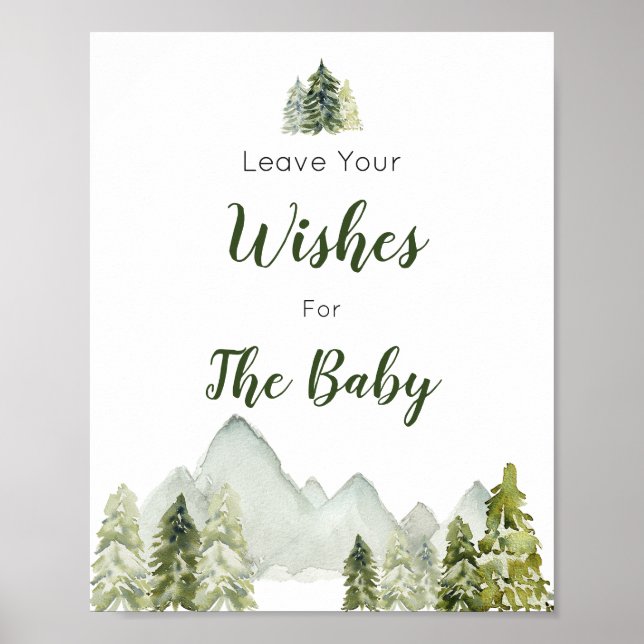 Pine Tree Mountain Baby Dusche Wünsche für Baby Poster (Vorne)