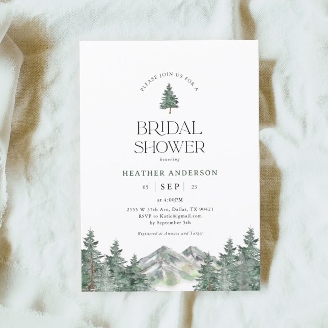 Pine Tree Mountain Forest Bridal Dusche Einladung (Von Creator hochgeladen)