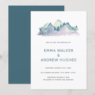 Pine Tree Mountains Natur Wald Grüne Hochzeit Einladung