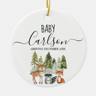 Pine Tree of Animal Woodland Baby Reveal Keramik Ornament