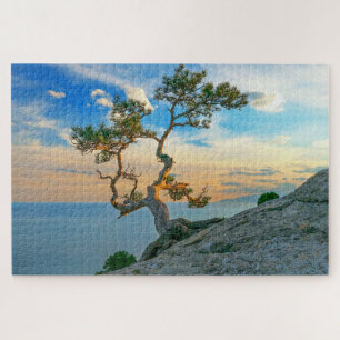 Pine Tree on Rocks Naturscape Landschaft Ozean Son Puzzle