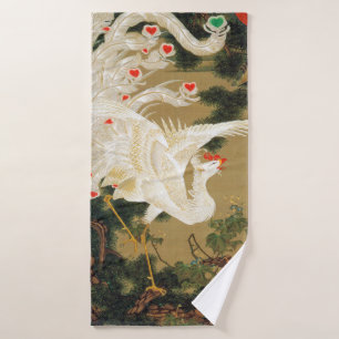 Pine Tree & Phoenix (Liebe Heart Phoenix), Jakuchu Badehandtuch