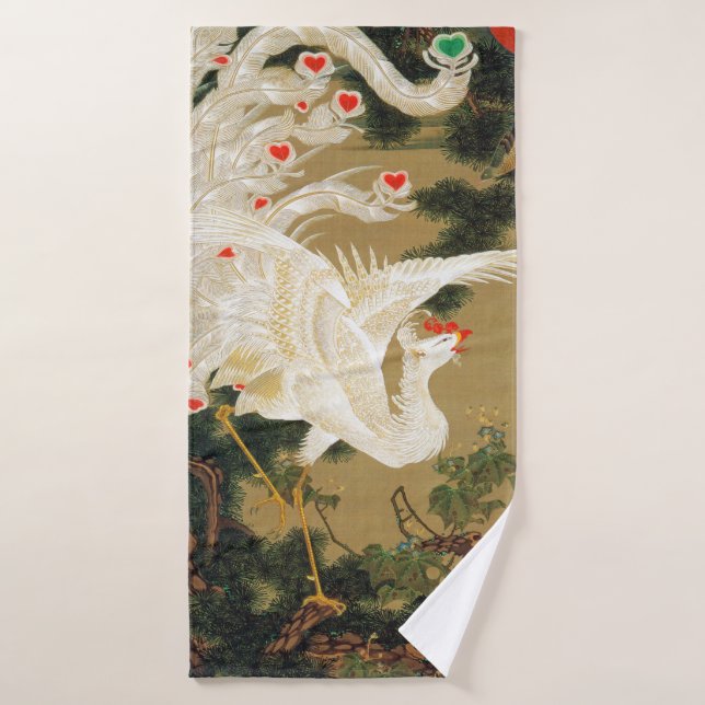 Pine Tree & Phoenix (Liebe Heart Phoenix), Jakuchu Badehandtuch (Badehandtuch)