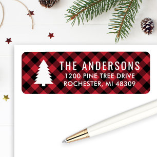 Pine Tree Red Buffalo Kariert Holiday Rücksendeadr